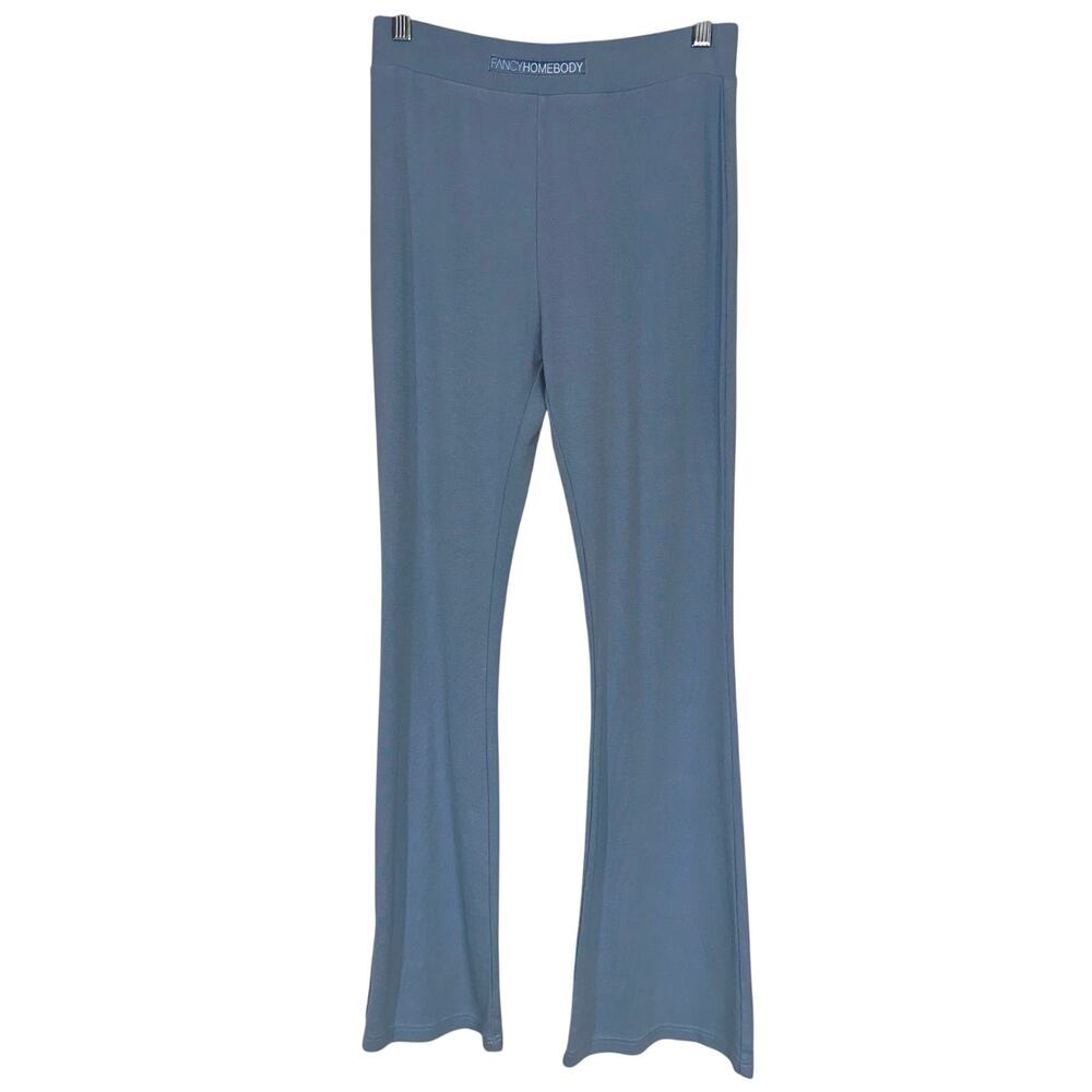Fancy Homebody Signature Ribbed Slate Blue Athleisure Flare Pants Size XL